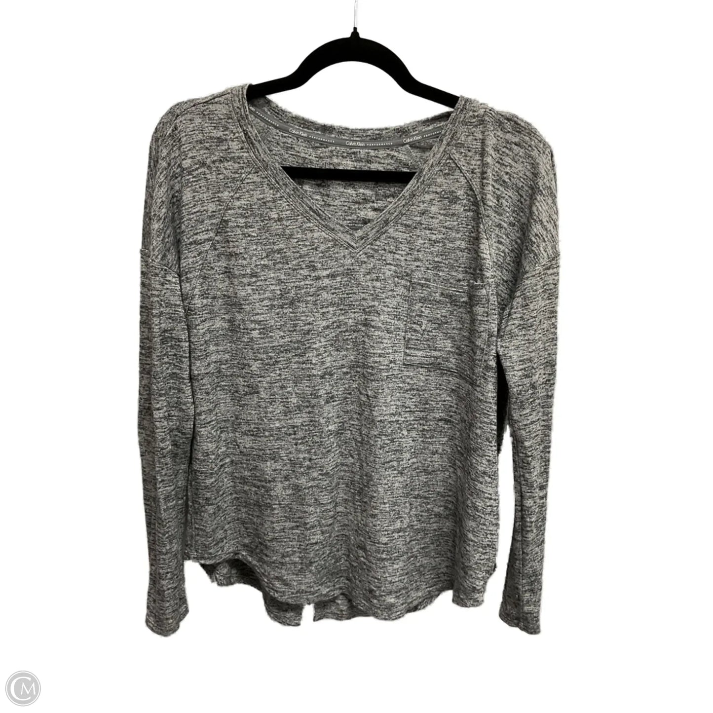 Top Long Sleeve Basic By Calvin Klein In Grey, Size: S