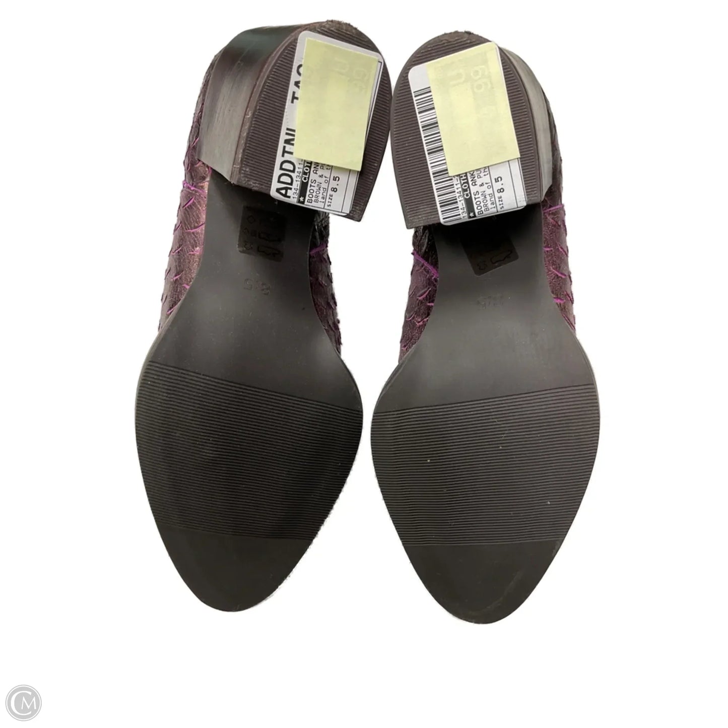 Boots Ankle Heels By Clothes Mentor In Brown & Purple, Size: 8.5