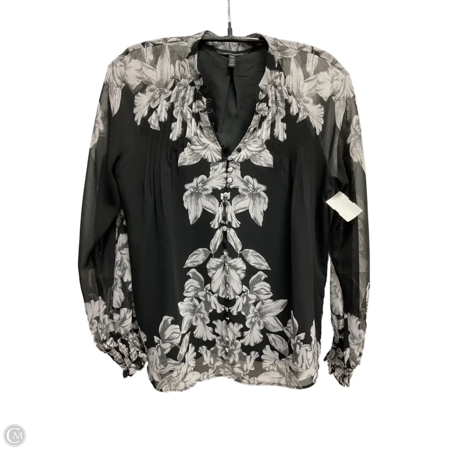 Blouse Long Sleeve By White House Black Market In Floral Print, Size: Xs