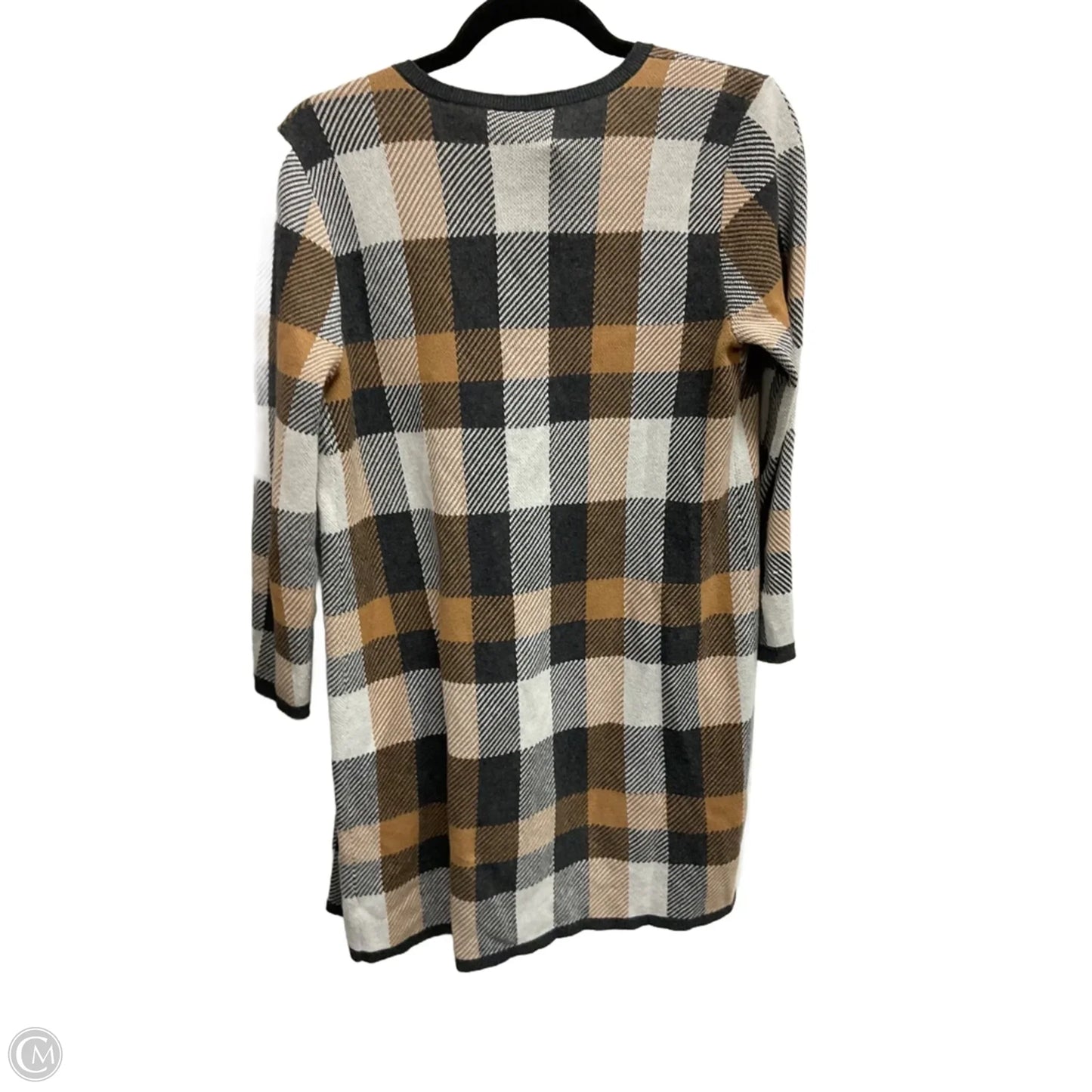 Sweater Cardigan By Loft In Plaid Pattern, Size: S