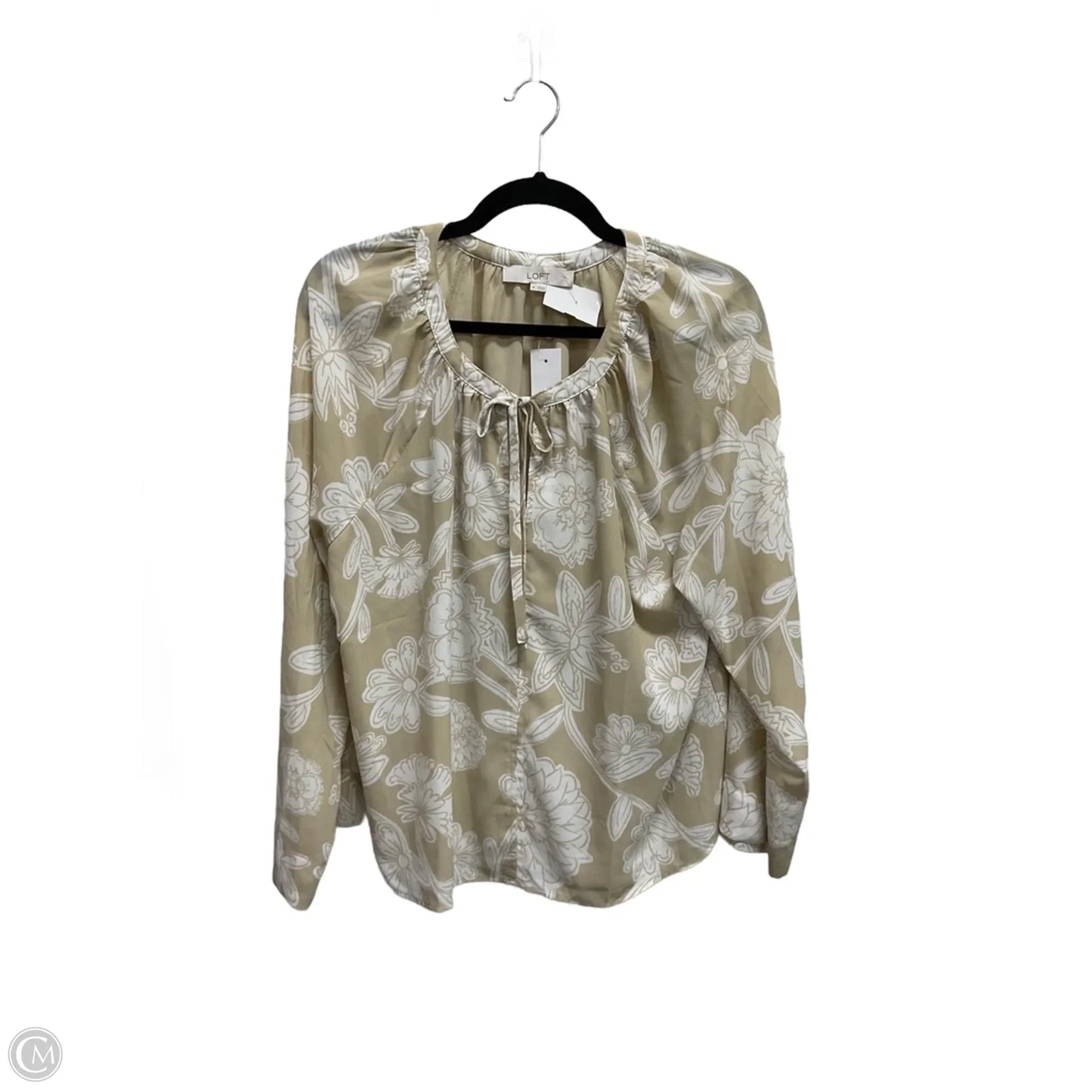 Blouse 3/4 Sleeve By Loft In Beige, Size: M