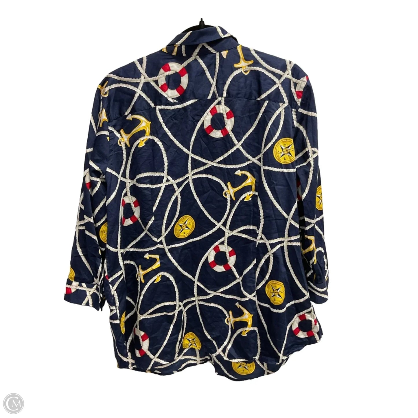 Blouse 3/4 Sleeve By Lauren By Ralph Lauren In Nautical Print, Size: 2x
