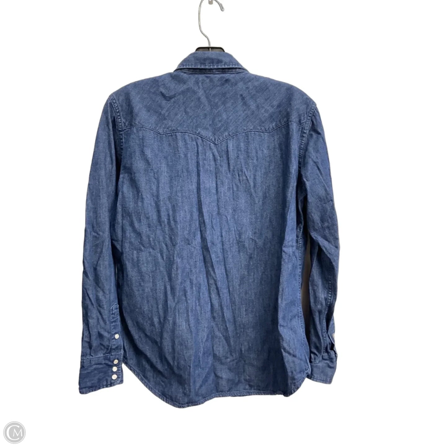 Blouse Long Sleeve By Lauren By Ralph Lauren In Blue Denim, Size: L