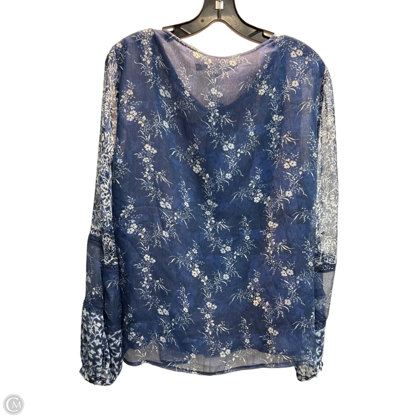 Blouse Long Sleeve By Lauren By Ralph Lauren In Blue, Size: L