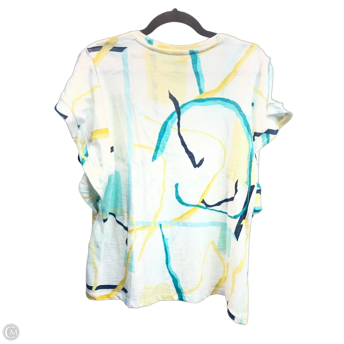 Top Short Sleeve By Chicos In Blue & White, Size: M