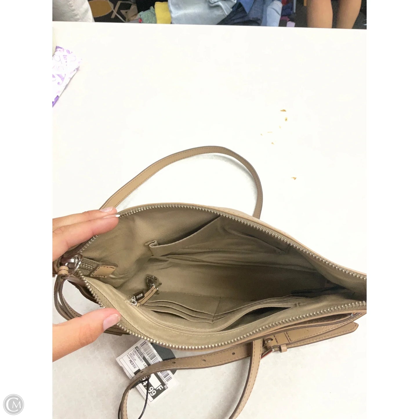Crossbody Leather By Fossil, Size: Medium