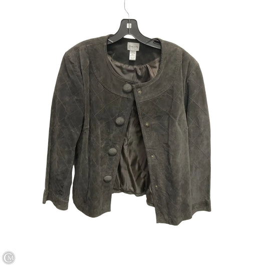 Jacket Leather By Chicos In Brown, Size: Xl