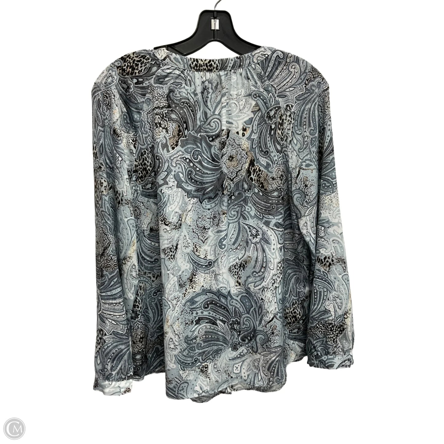 Blouse Long Sleeve By Chicos In Paisley Print, Size: S