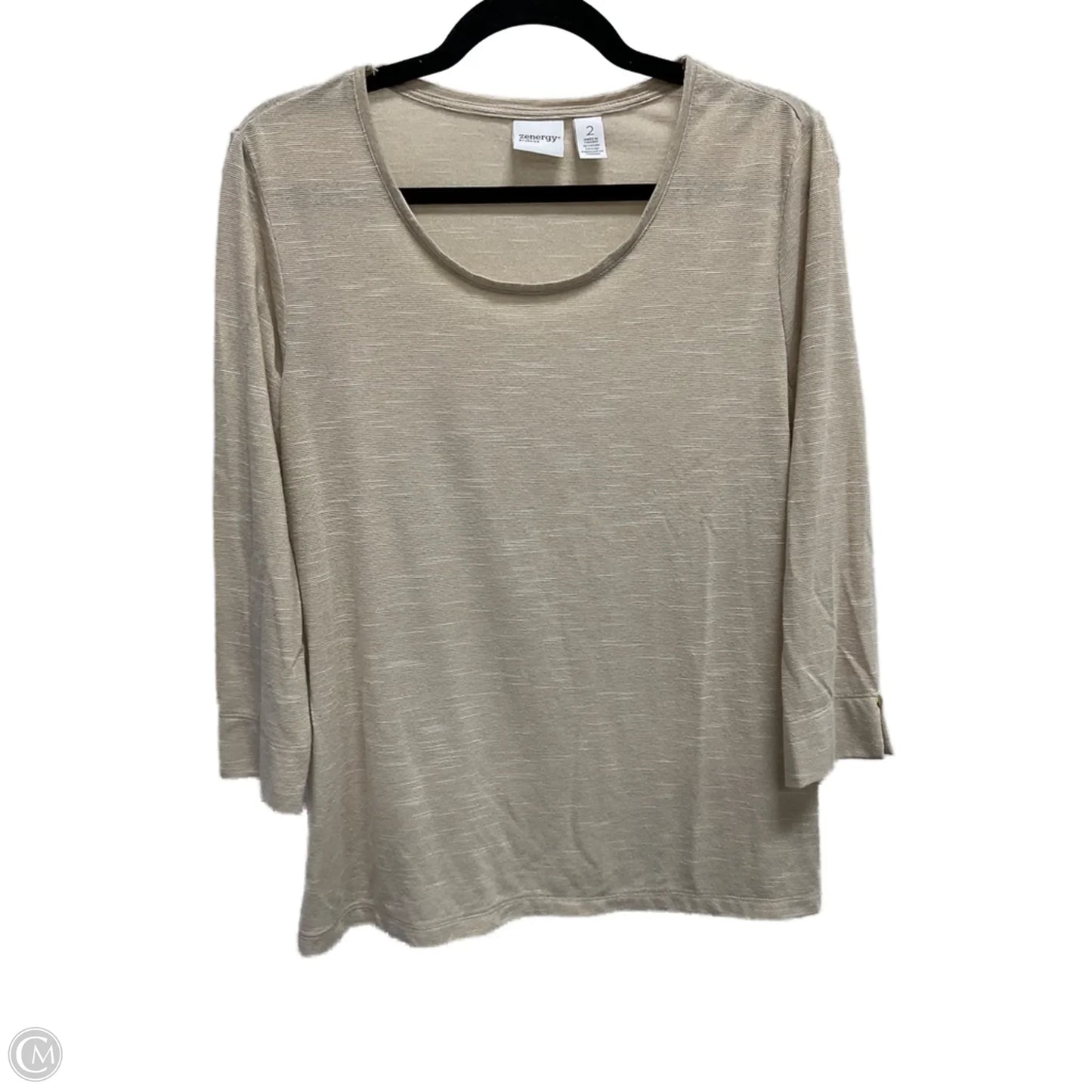 Top Long Sleeve By Zenergy By Chicos In Gold, Size: L