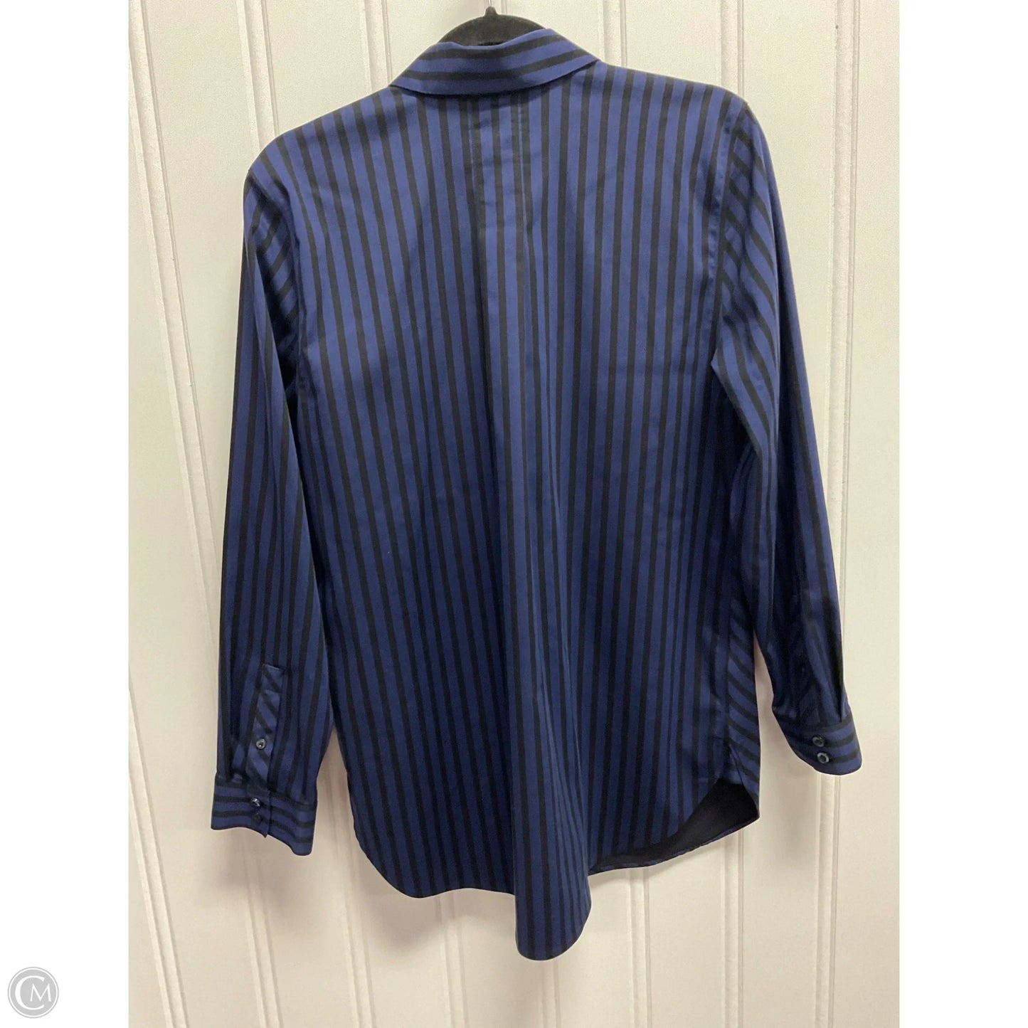 Blouse Long Sleeve By Chicos In Striped Pattern, Size: M