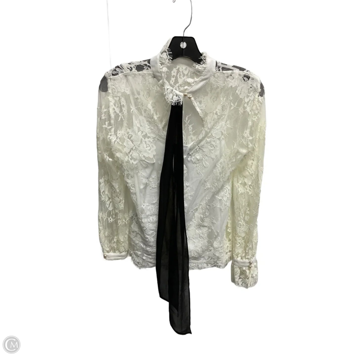 Blouse Long Sleeve By White House Black Market In Cream, Size: Xs
