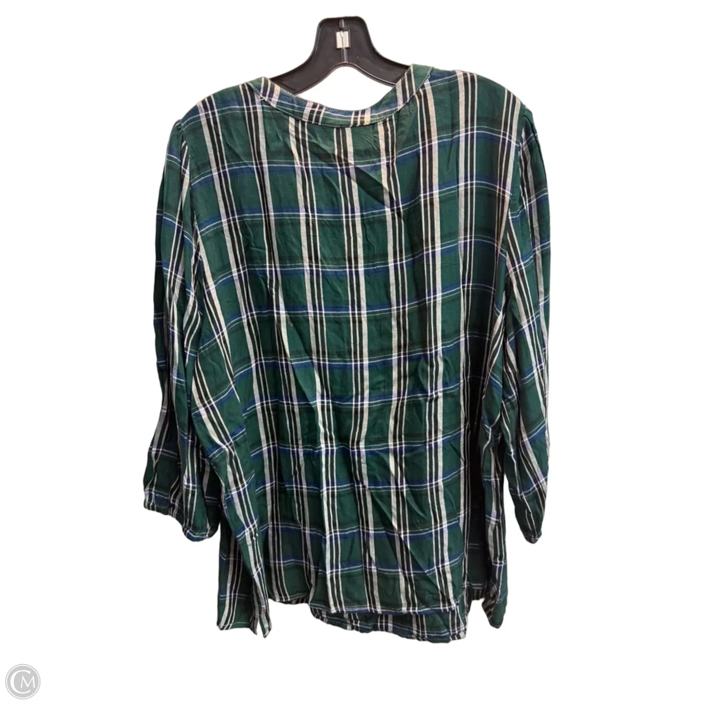Top Long Sleeve By Croft And Barrow In Plaid Pattern, Size: Xl