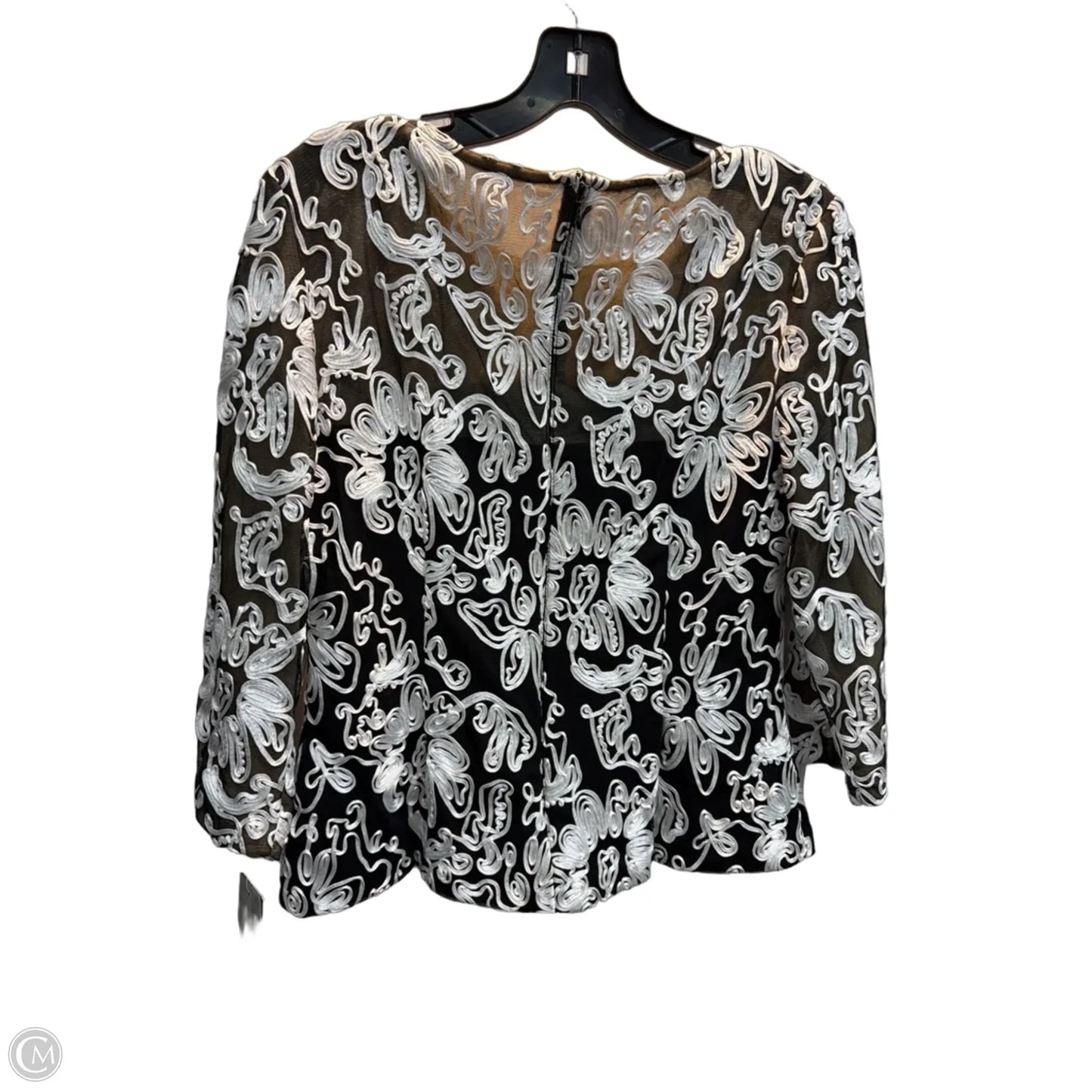 Blouse Long Sleeve By Alex Evenings In Blue & White, Size: S