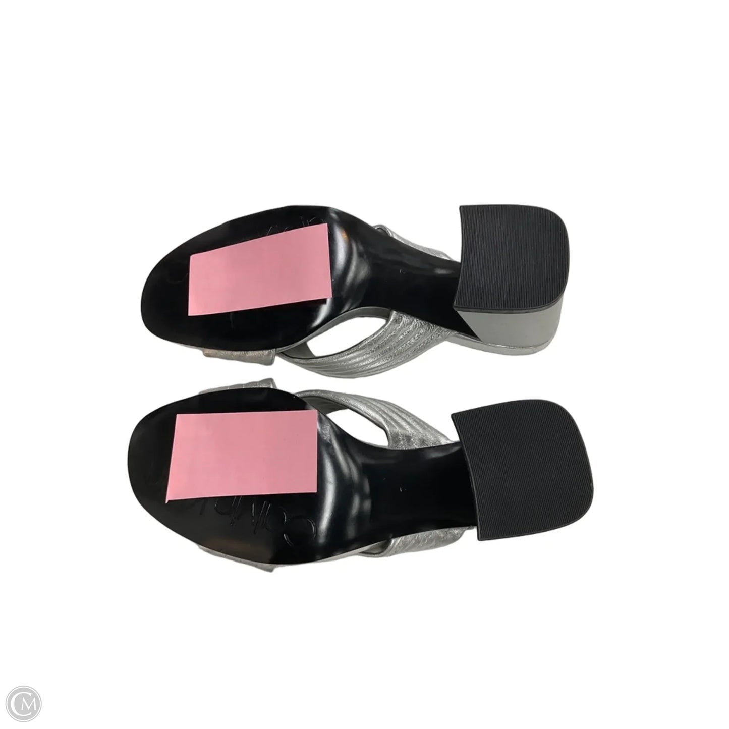 Sandals Heels Block By Calvin Klein In Silver, Size: 7