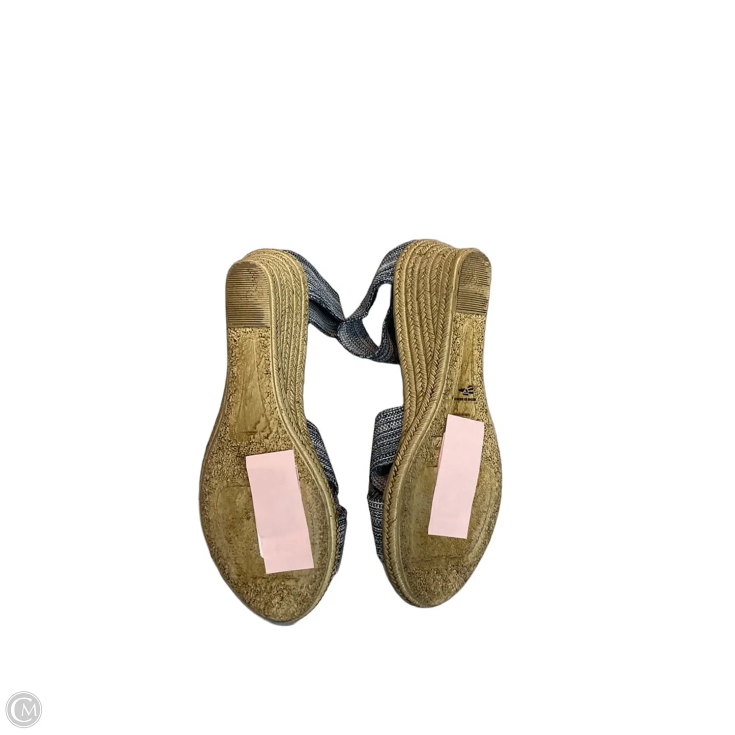 Sandals Heels Wedge By Clothes Mentor In Blue & Cream, Size: 8