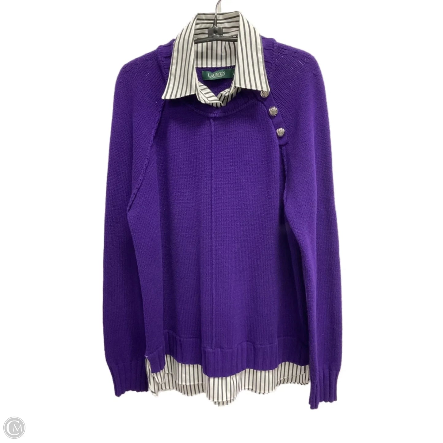 Sweater By Lauren By Ralph Lauren In Purple, Size: L