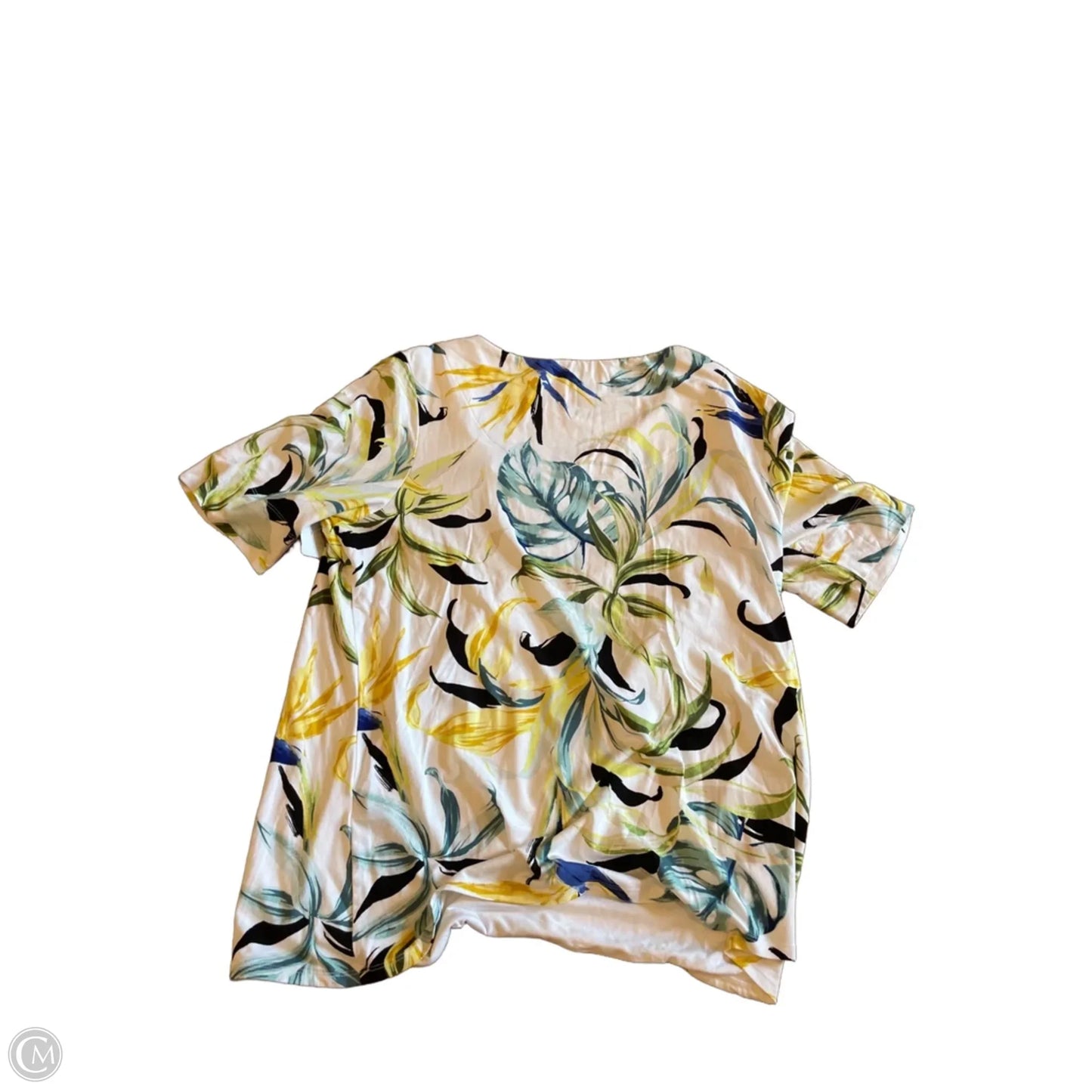 Top Short Sleeve By Chicos In Tropical Print, Size: Xl
