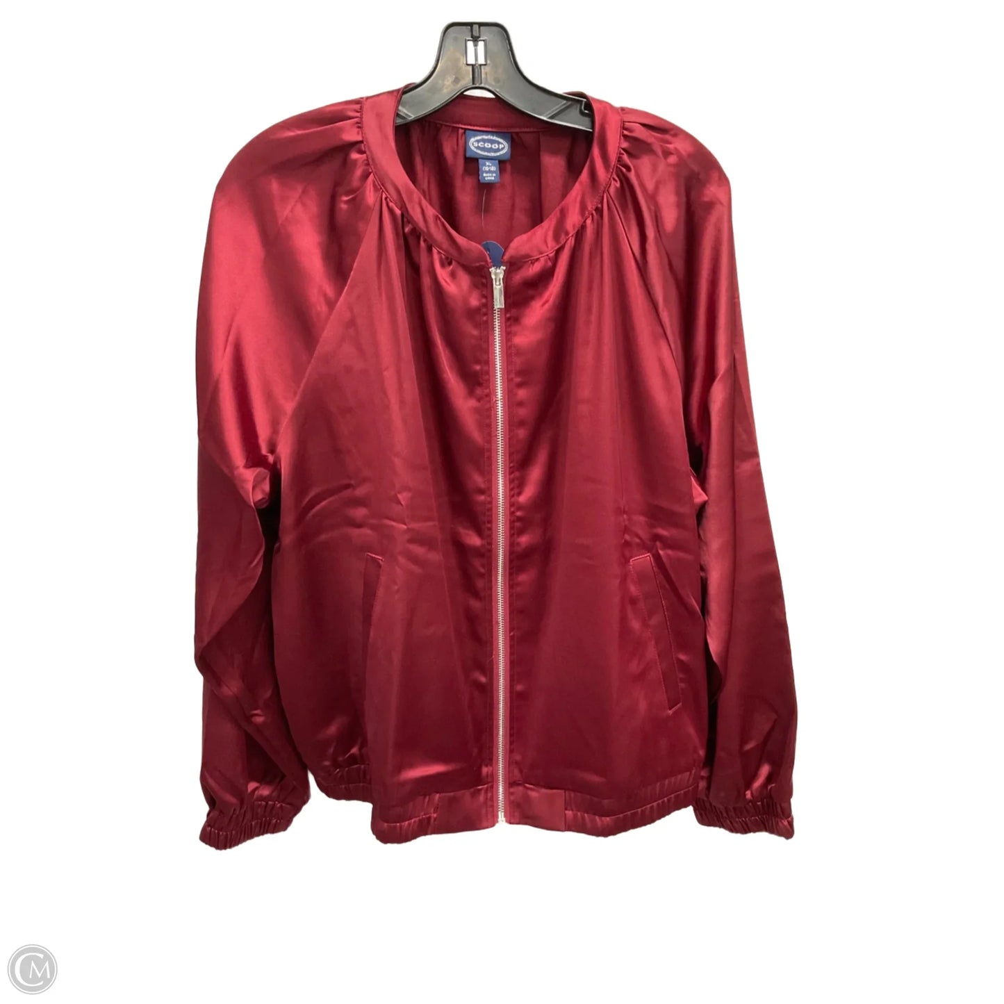 Jacket Moto By Scoop In Maroon, Size: Xl