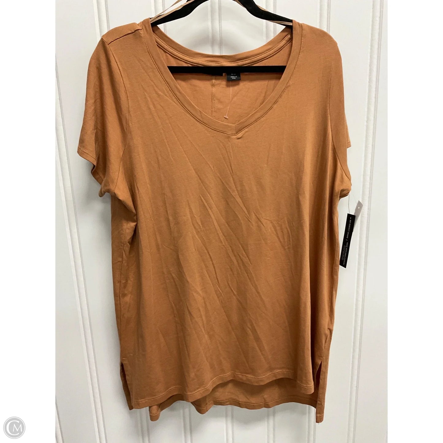 Top Short Sleeve Basic By Tahari By Arthur Levine In Brown, Size: 1x