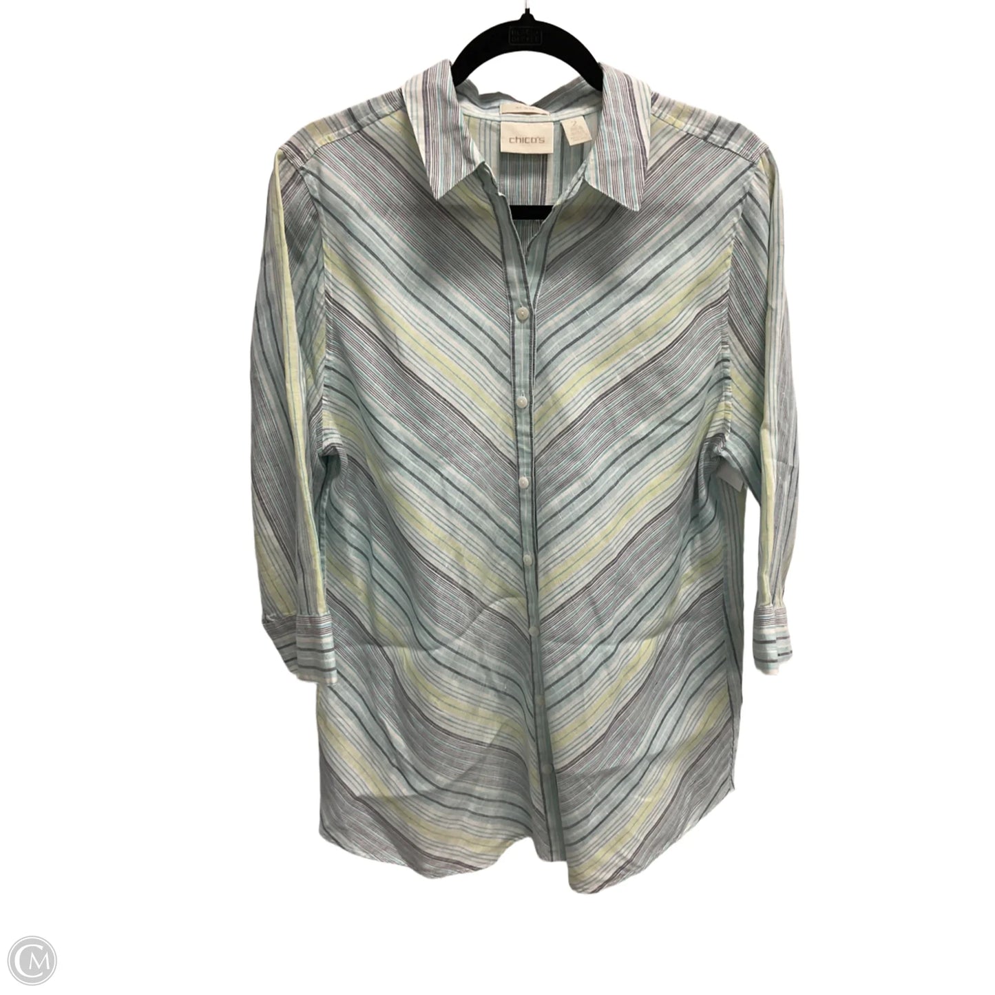 Top Long Sleeve By Chicos In Striped Pattern, Size: Xl