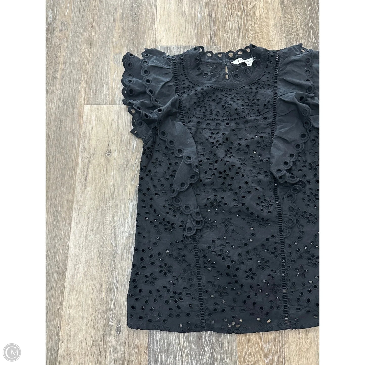 Blouse Short Sleeve By Veronica Beard In Black, Size: 0