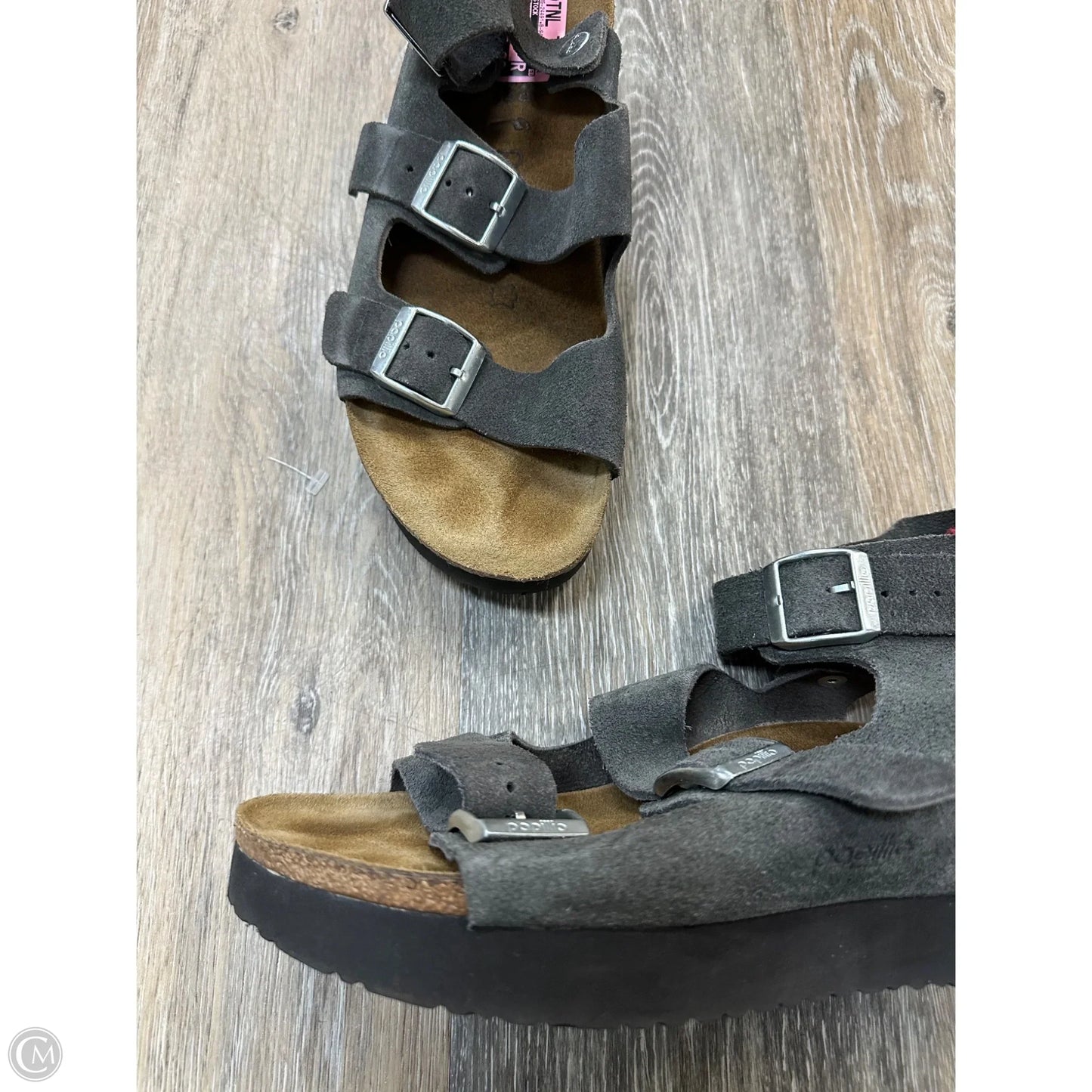 Sandals Heels Platform By Birkenstock In Grey, Size: 9
