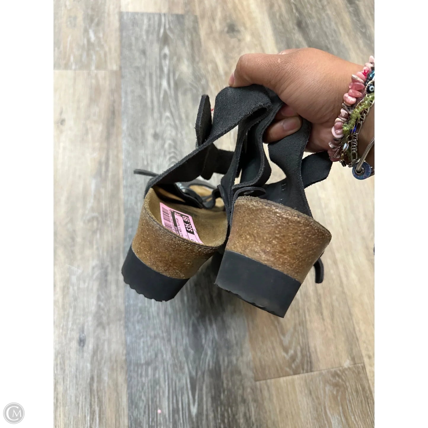 Sandals Heels Platform By Birkenstock In Grey, Size: 9