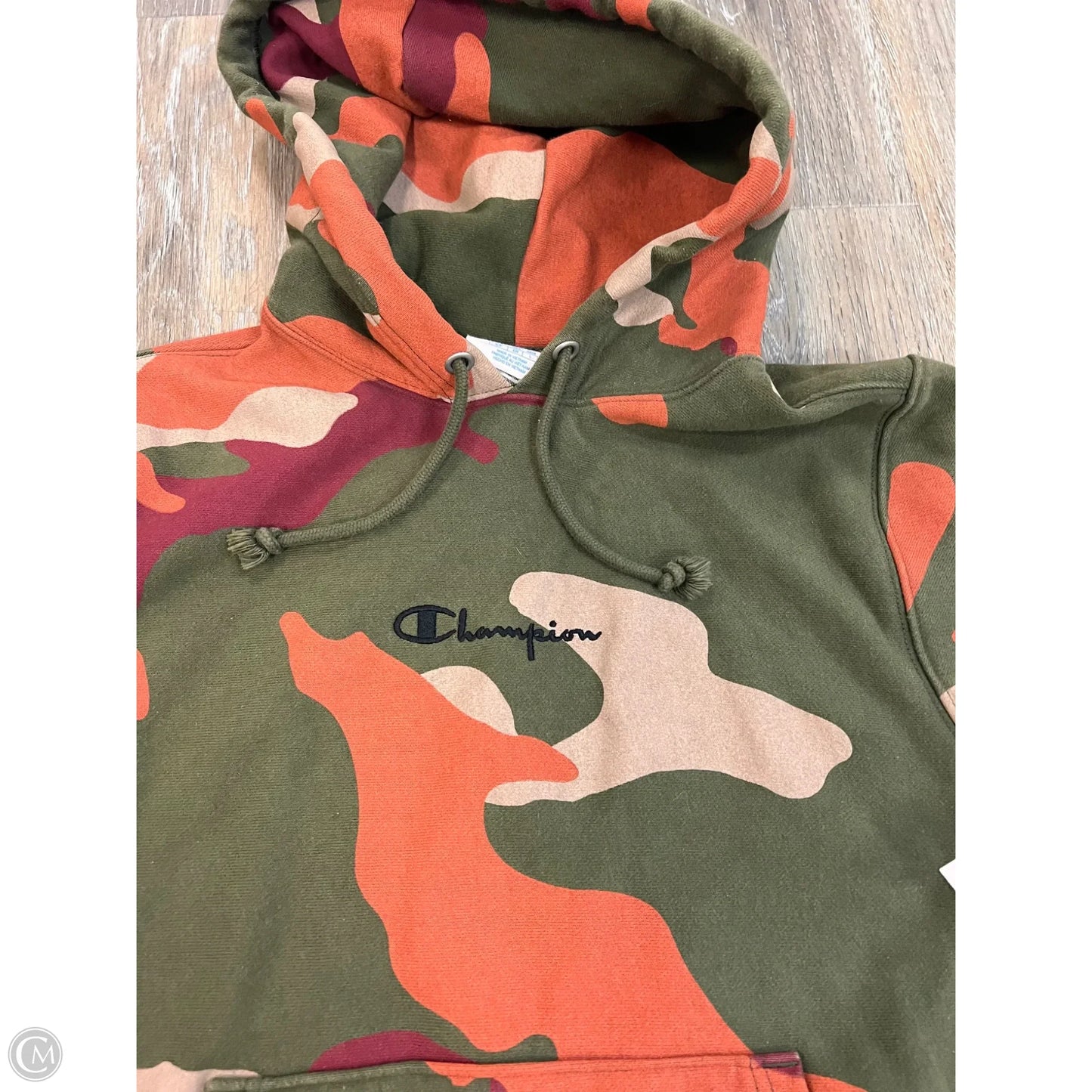 Athletic Sweatshirt Hoodie By Champion In Camouflage Print, Size: S