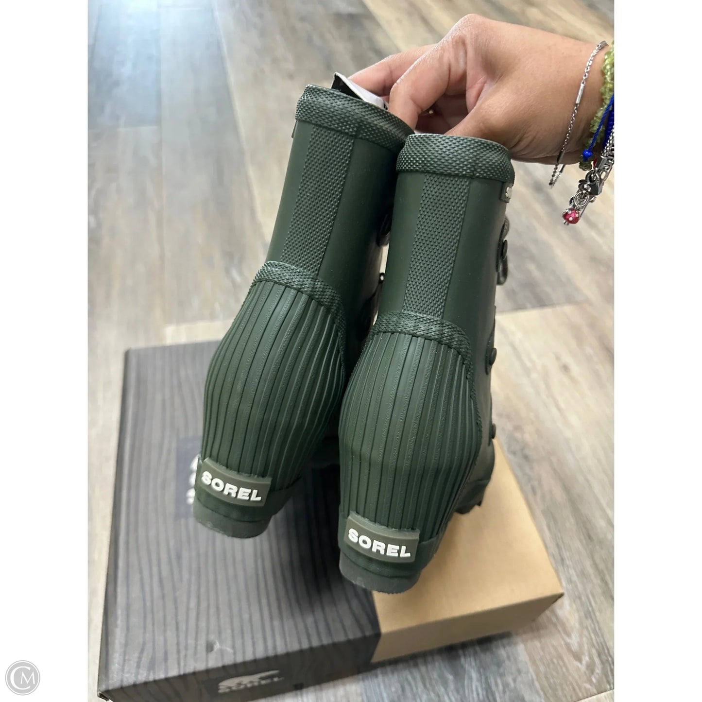 Boots Ankle Heels By Sorel In Green, Size: 7