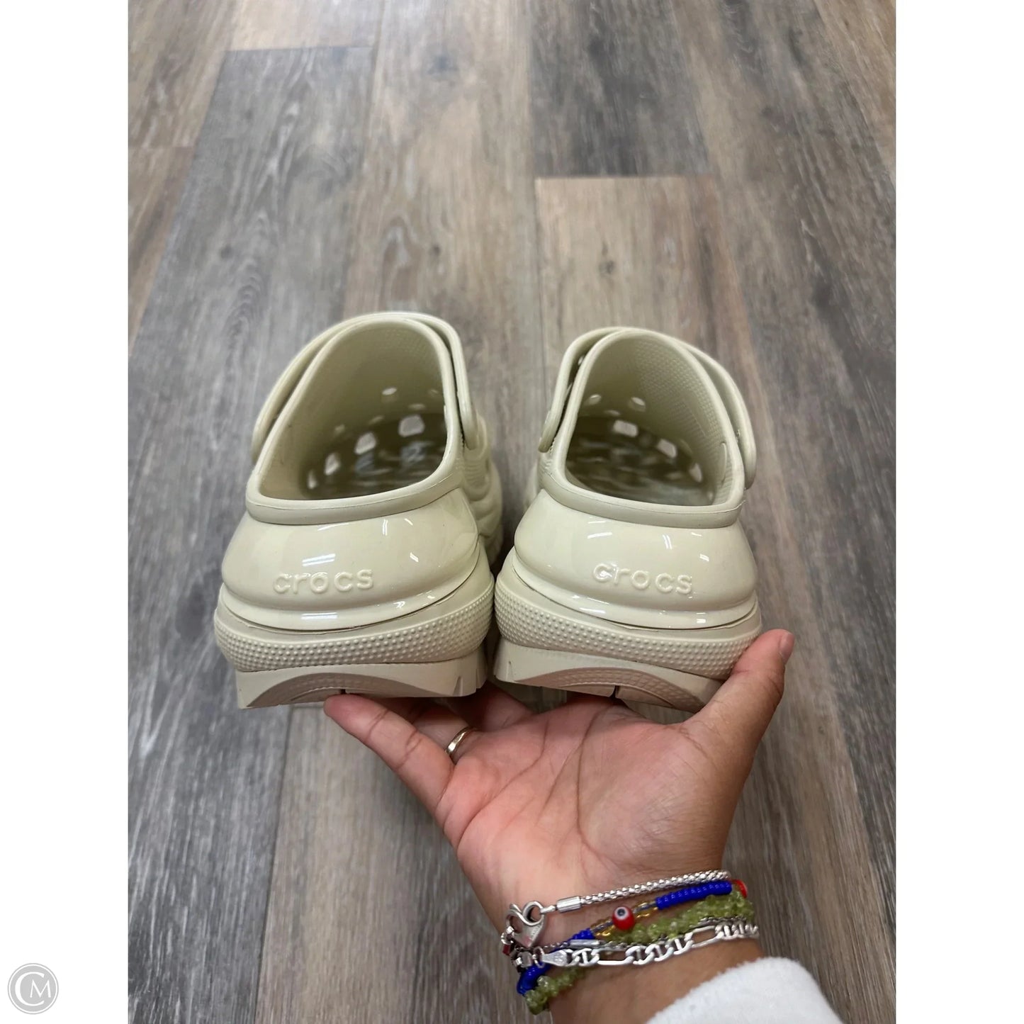 Sandals Heels Block By Crocs In Tan, Size: 7