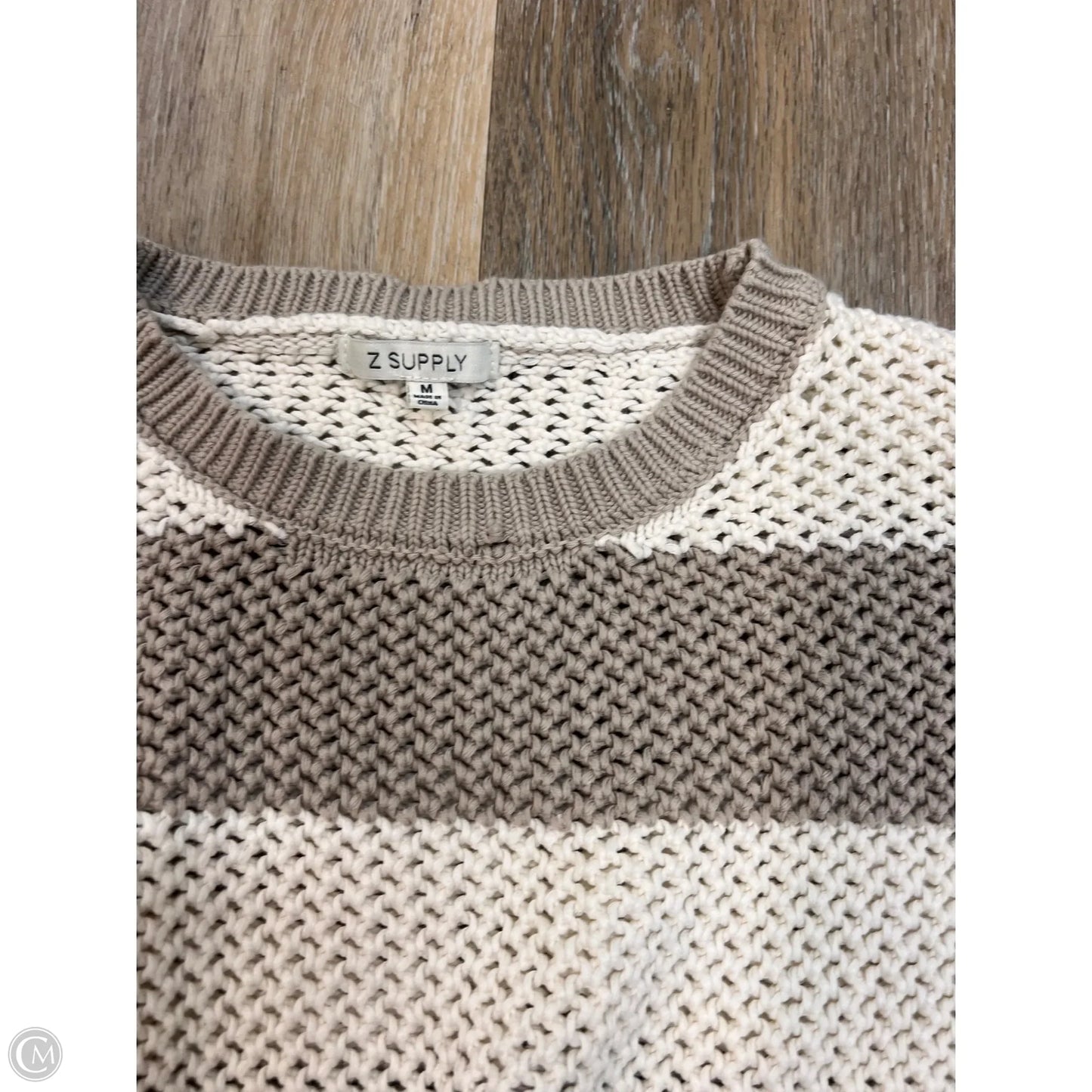 Sweater By Z Supply In Brown & White, Size: M