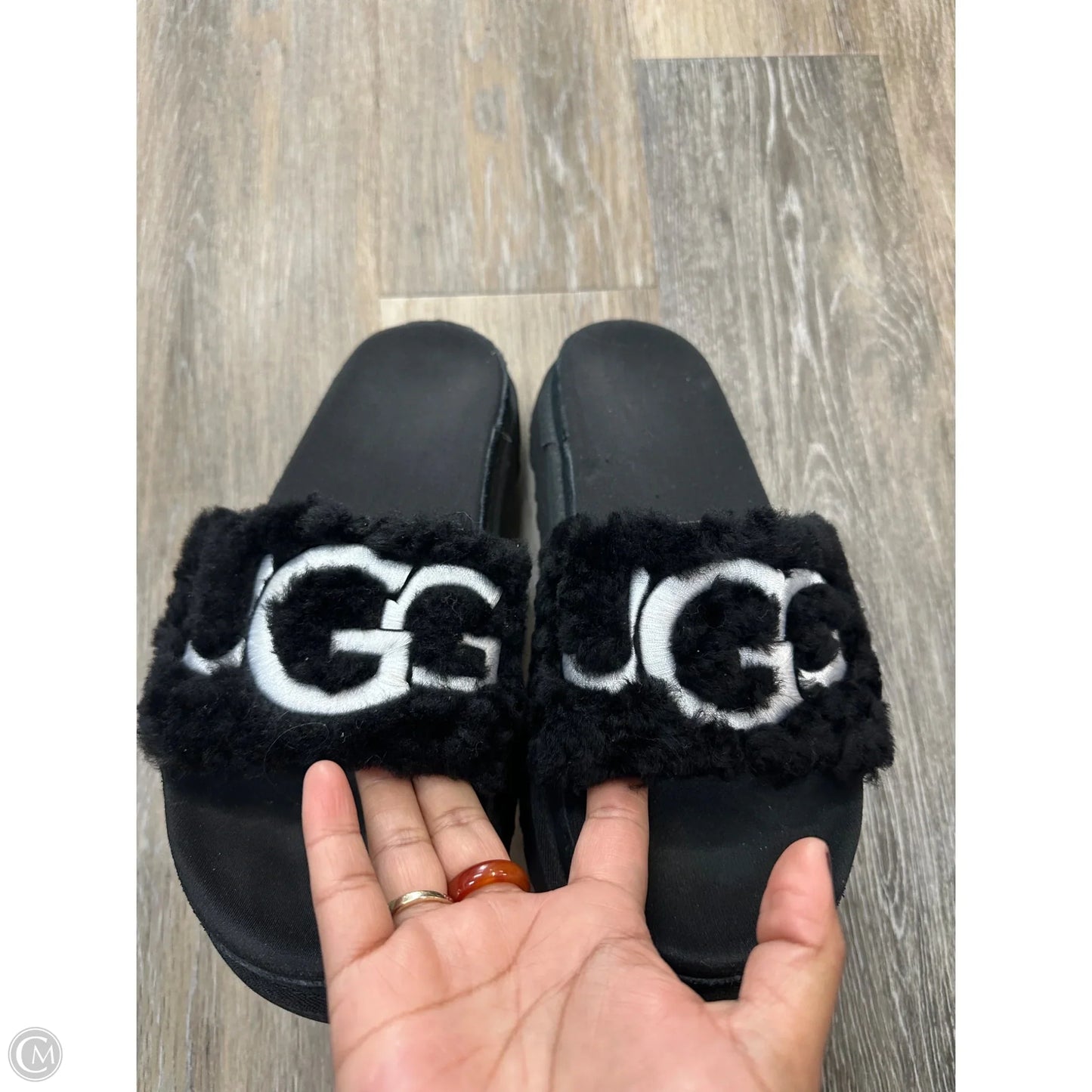 Sandals Designer By Ugg In Black, Size: 9.5