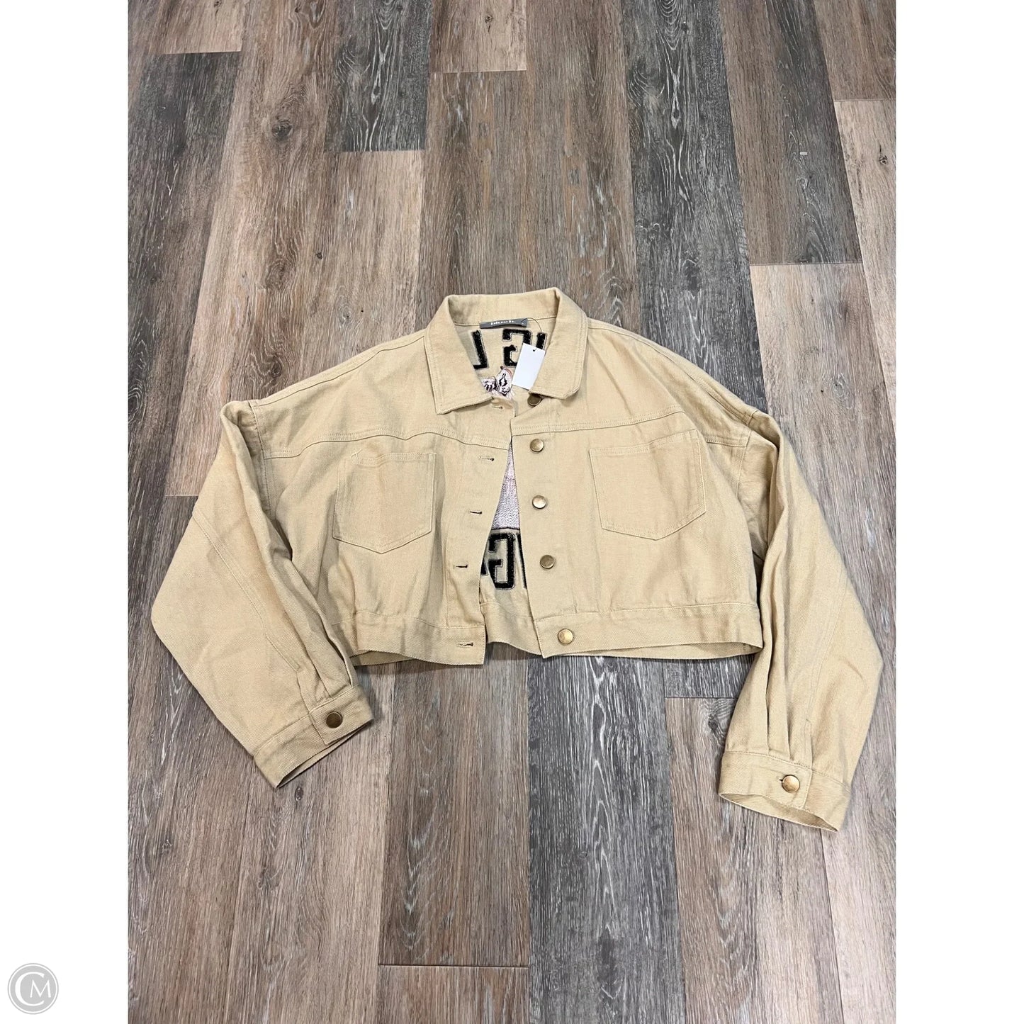 Jacket Denim By Blue B In Tan Denim, Size: L