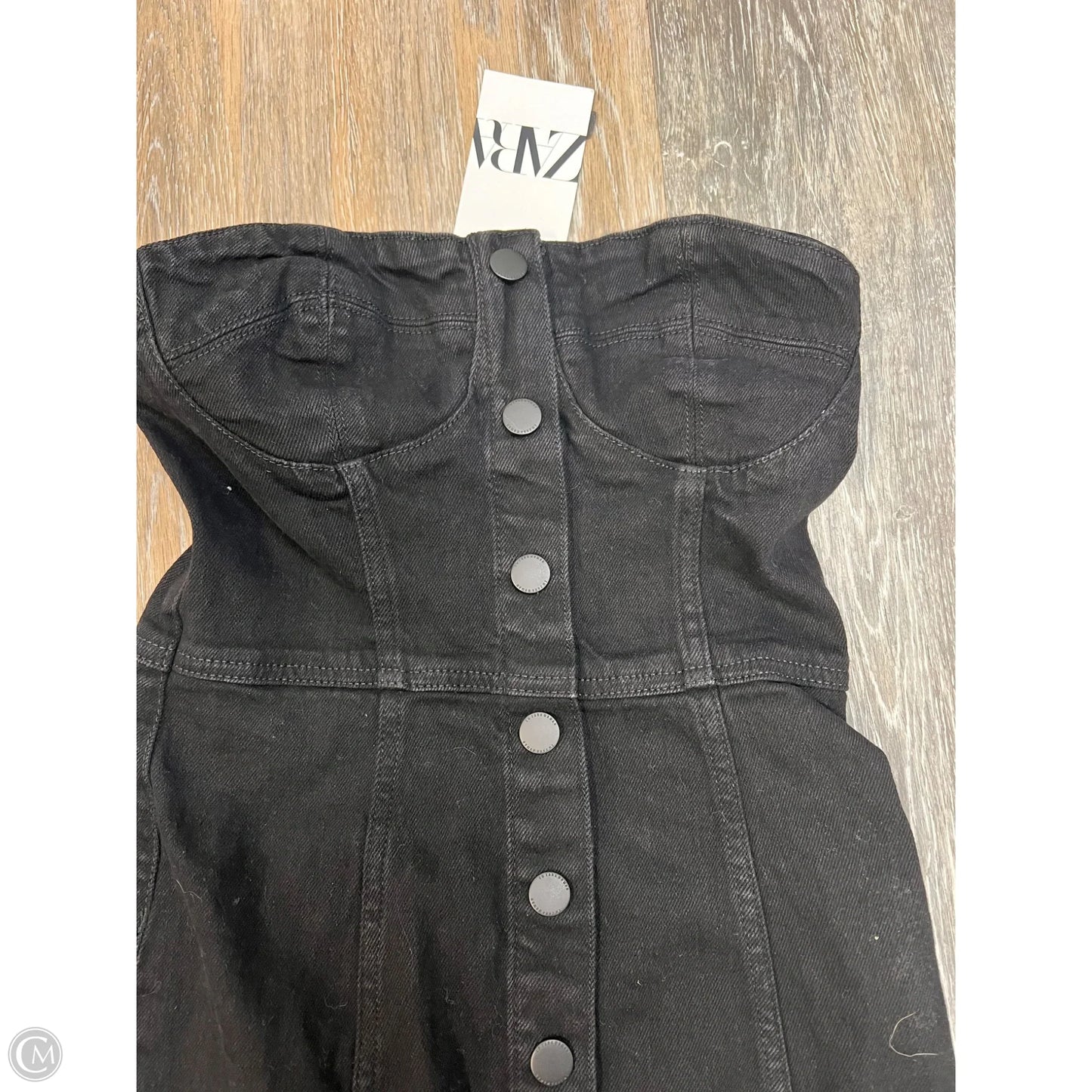 Dress Casual Midi By Zara In Black Denim, Size: S