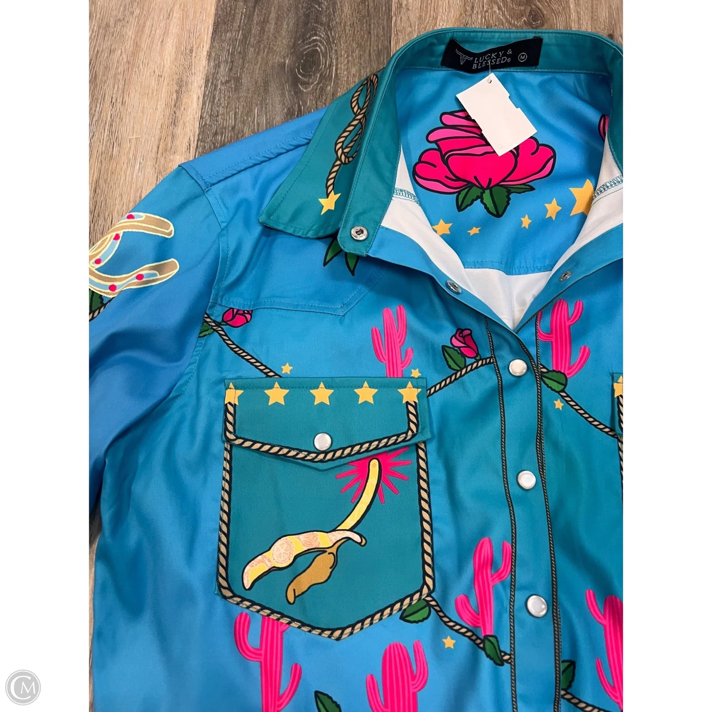 Blouse Long Sleeve By Lucky and Blessed In Multi-colored, Size: M