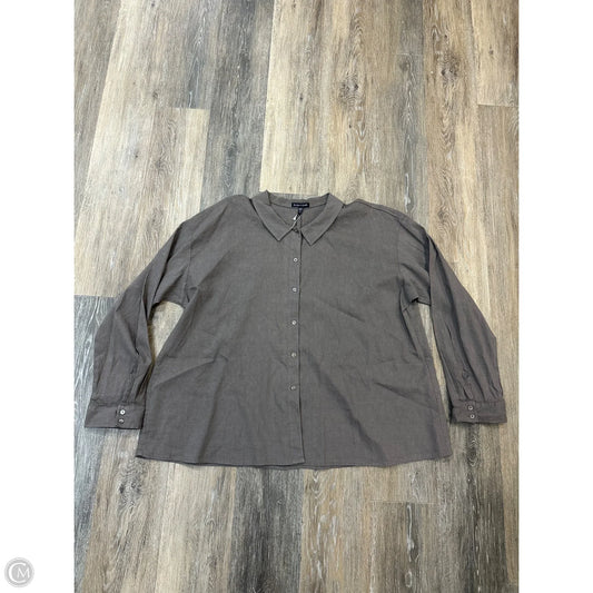 Blouse Long Sleeve By Eileen Fisher In Taupe, Size: Xl