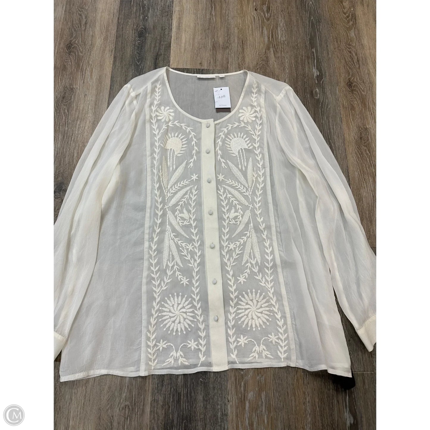 Blouse Long Sleeve By J. Jill In Cream, Size: Xl