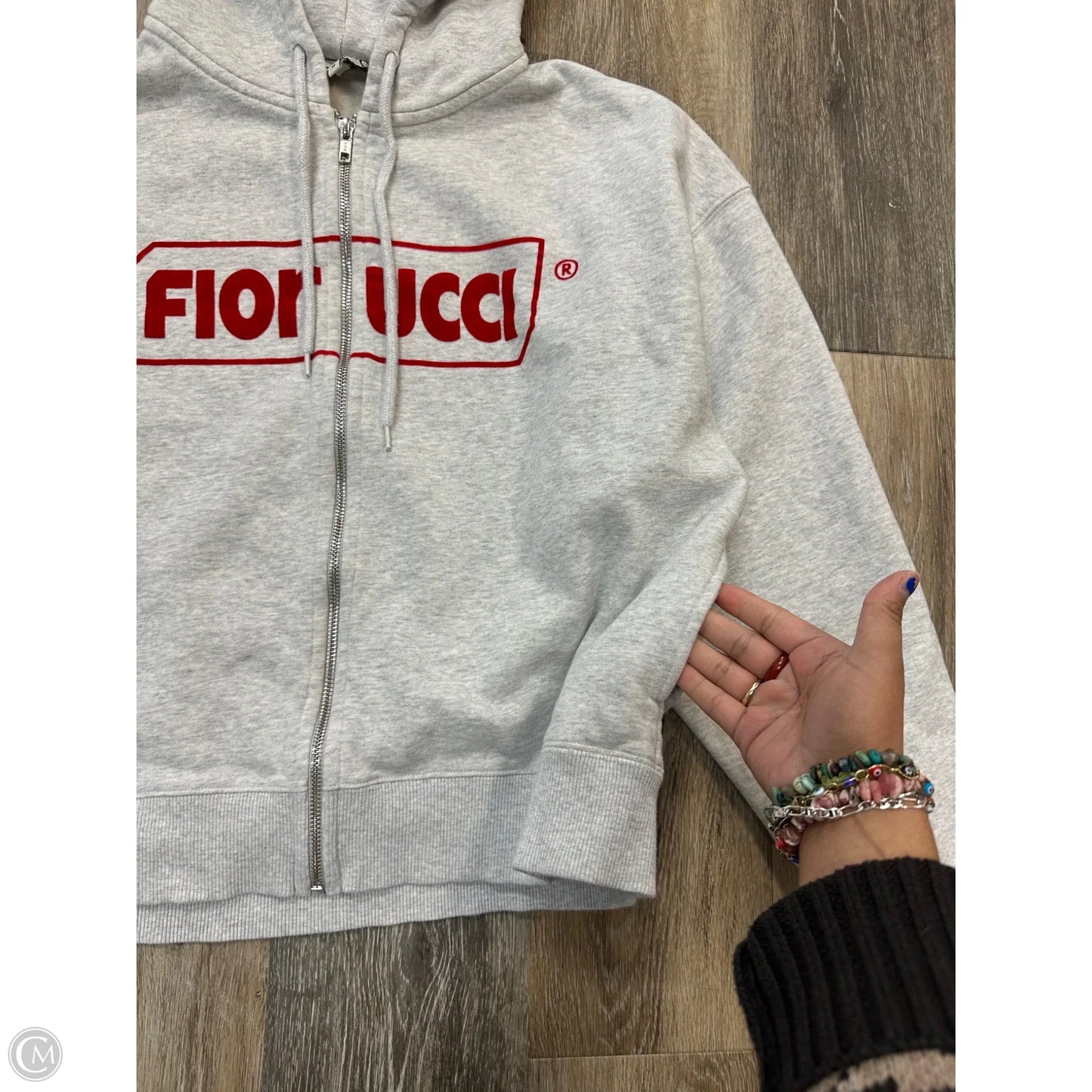 Sweatshirt Hoodie By Fiorucci In Grey, Size: M