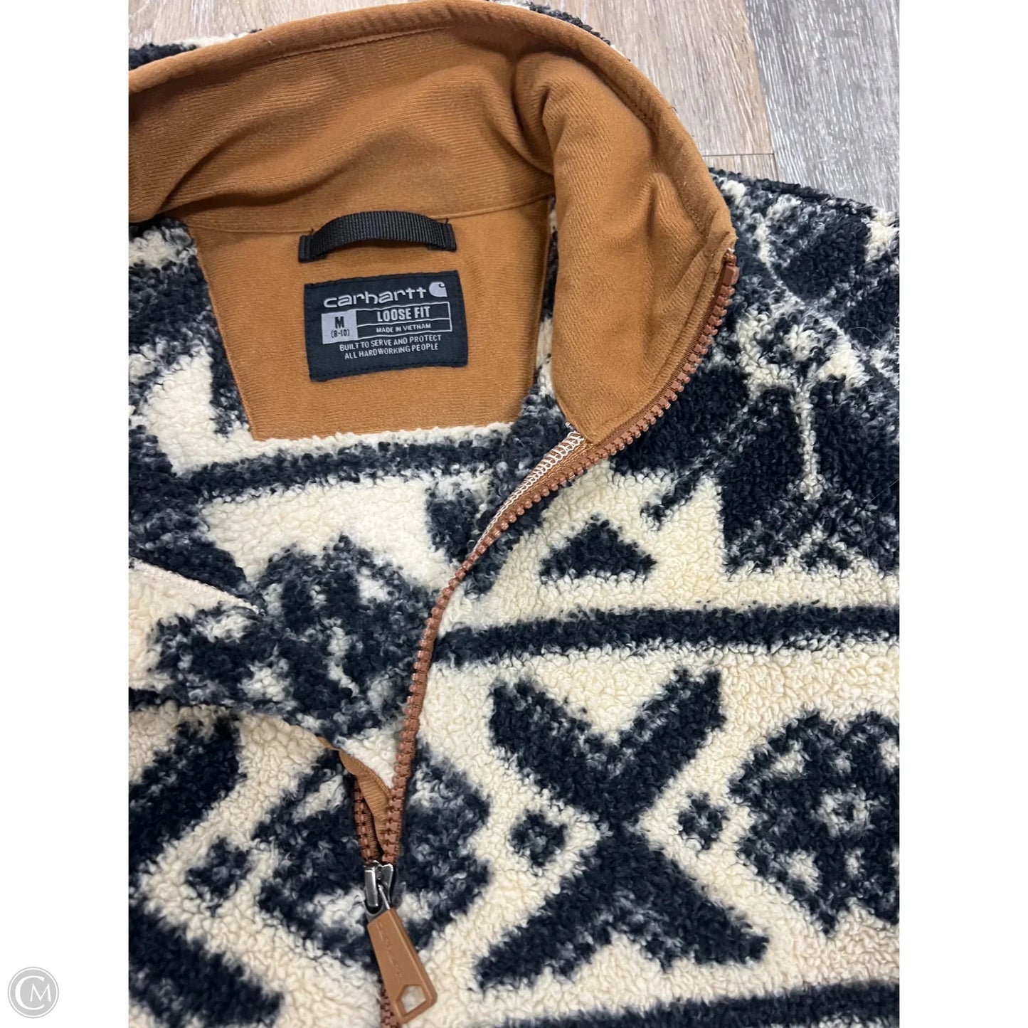 -Jacket Faux Fur & Sherpa By Carhartt In Black & Cream, Size: M