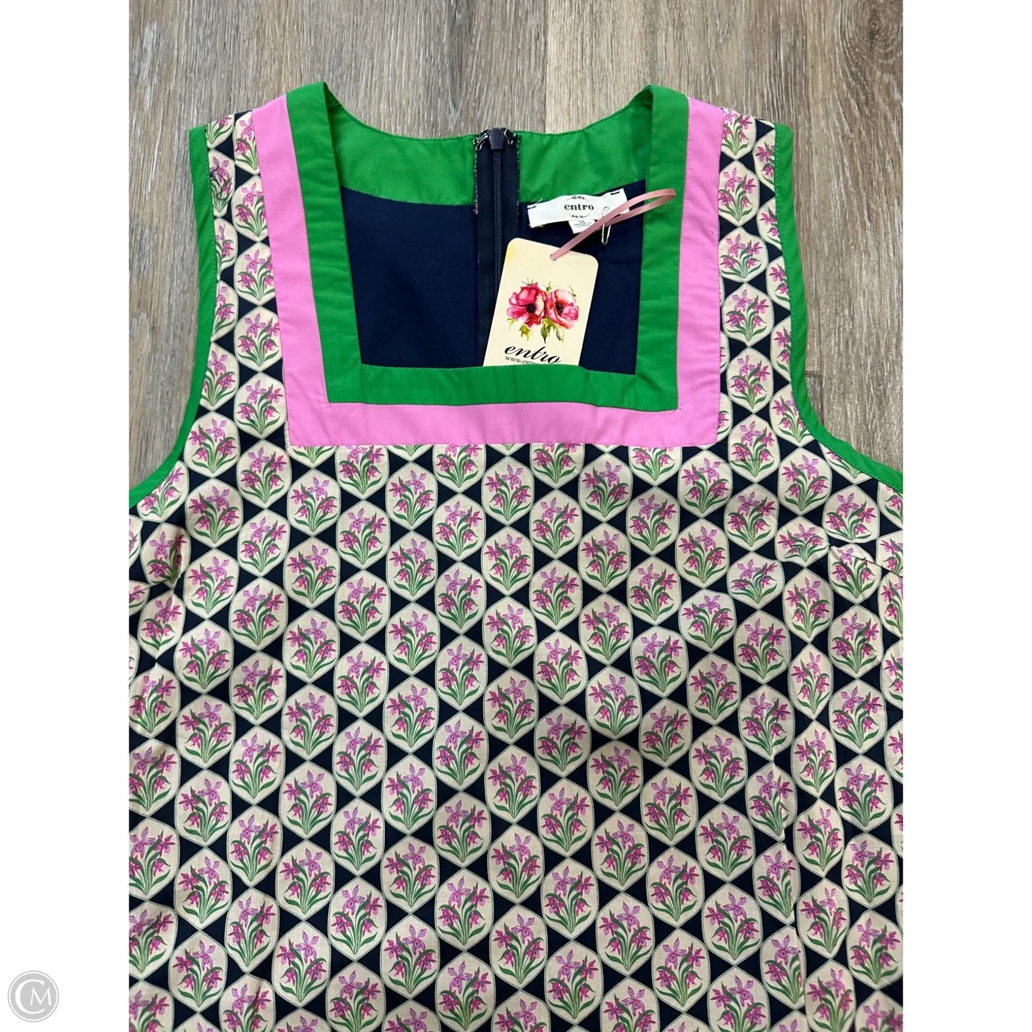 Dress Casual Midi By Entro In Green & Pink, Size: M