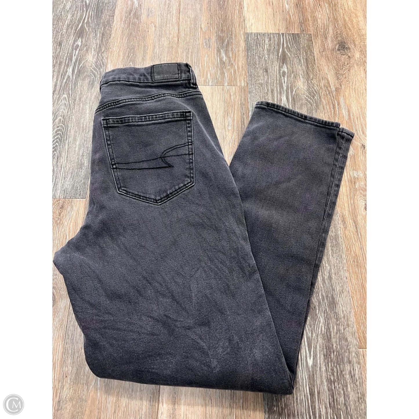 Jeans Skinny By American Eagle In Black Denim, Size: 12l