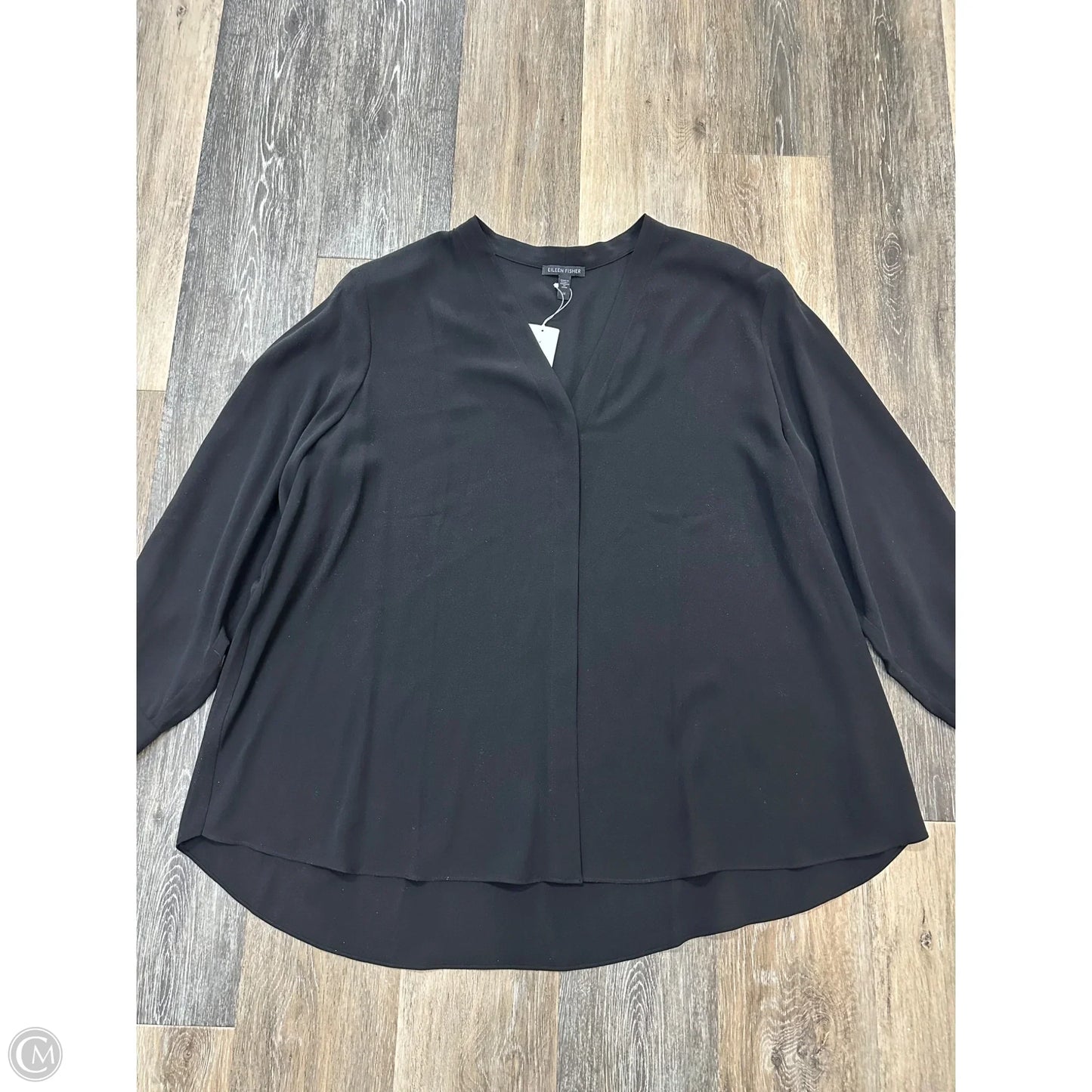 Blouse Long Sleeve By Eileen Fisher In Black, Size: 2x