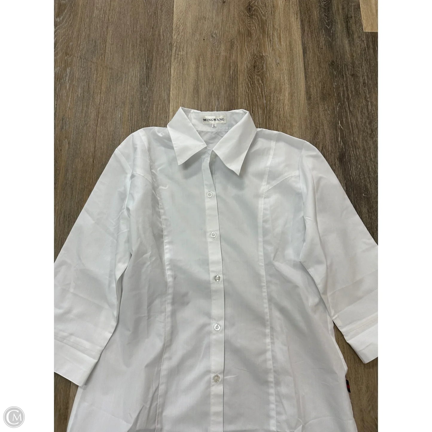 Blouse Long Sleeve By Ming Wang In White, Size: Xl