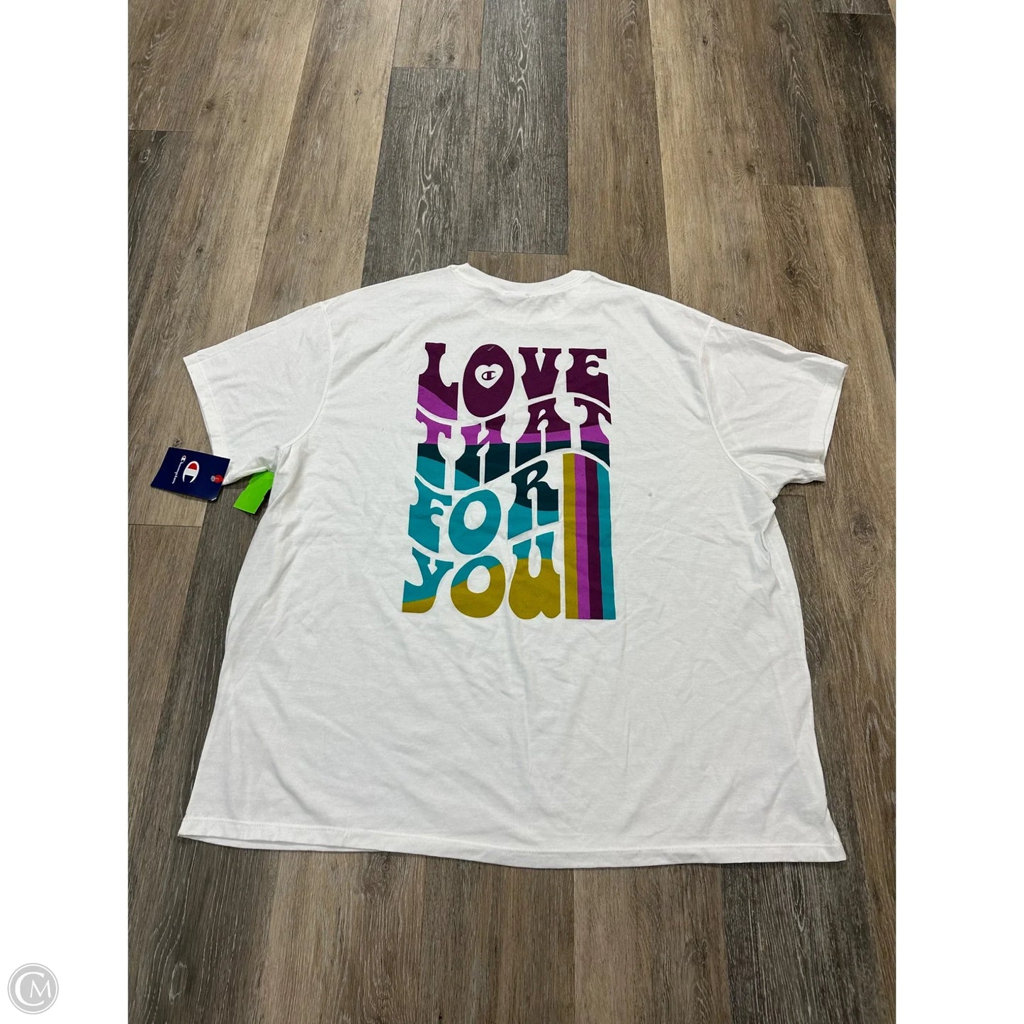 Athletic Top Short Sleeve By Champion In White, Size: 2x