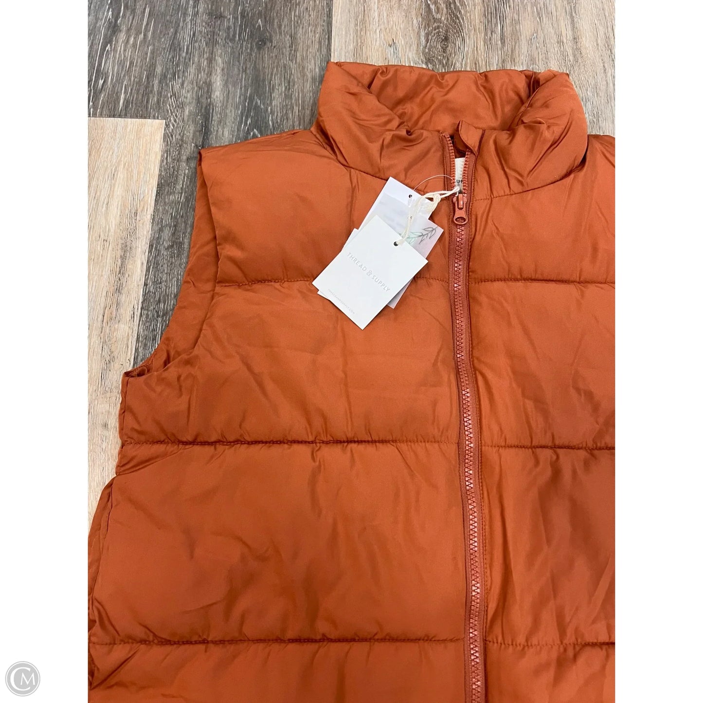 Vest Puffer & Quilted By Thread And Supply In Orange, Size: S