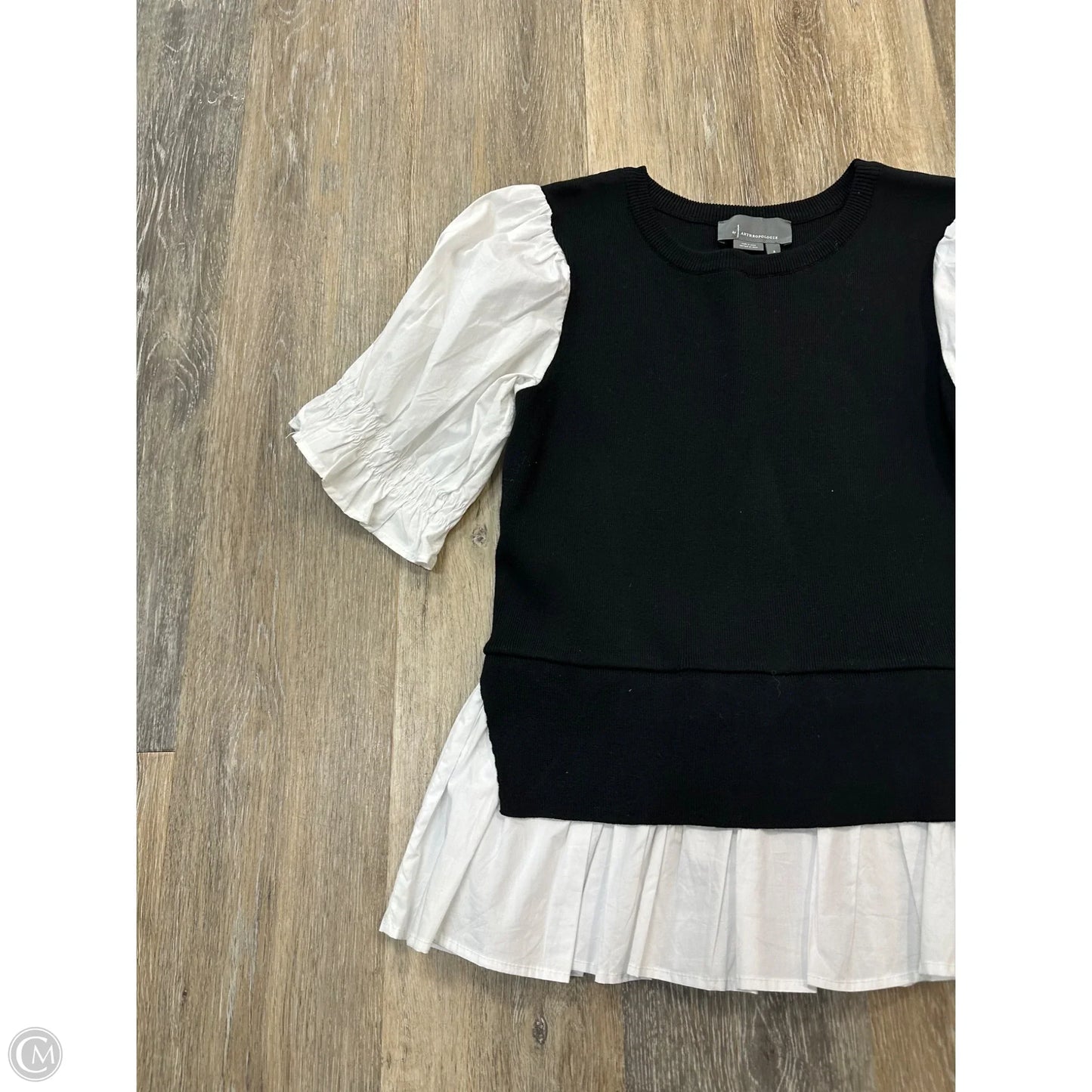 Sweater Short Sleeve By Anthropologie In Black, Size: S