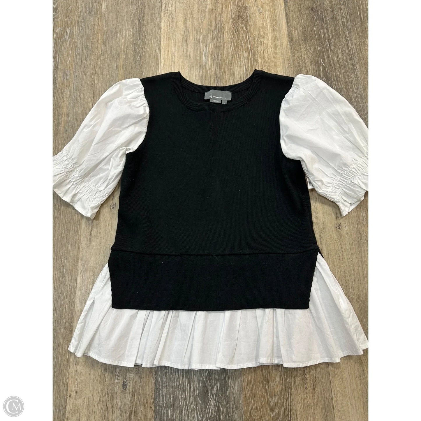Sweater Short Sleeve By Anthropologie In Black, Size: S