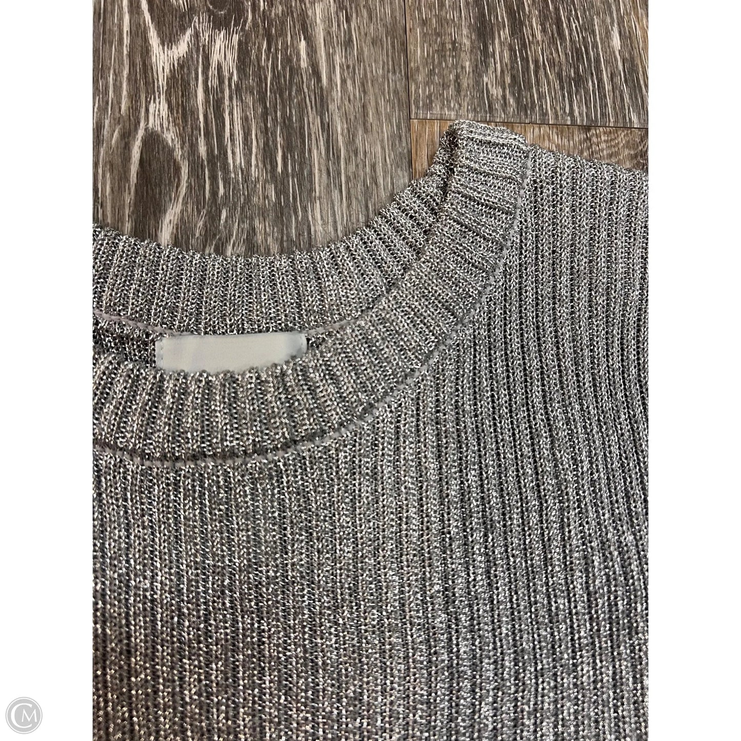 -Sweater Short Sleeve By H&m In Silver, Size: S