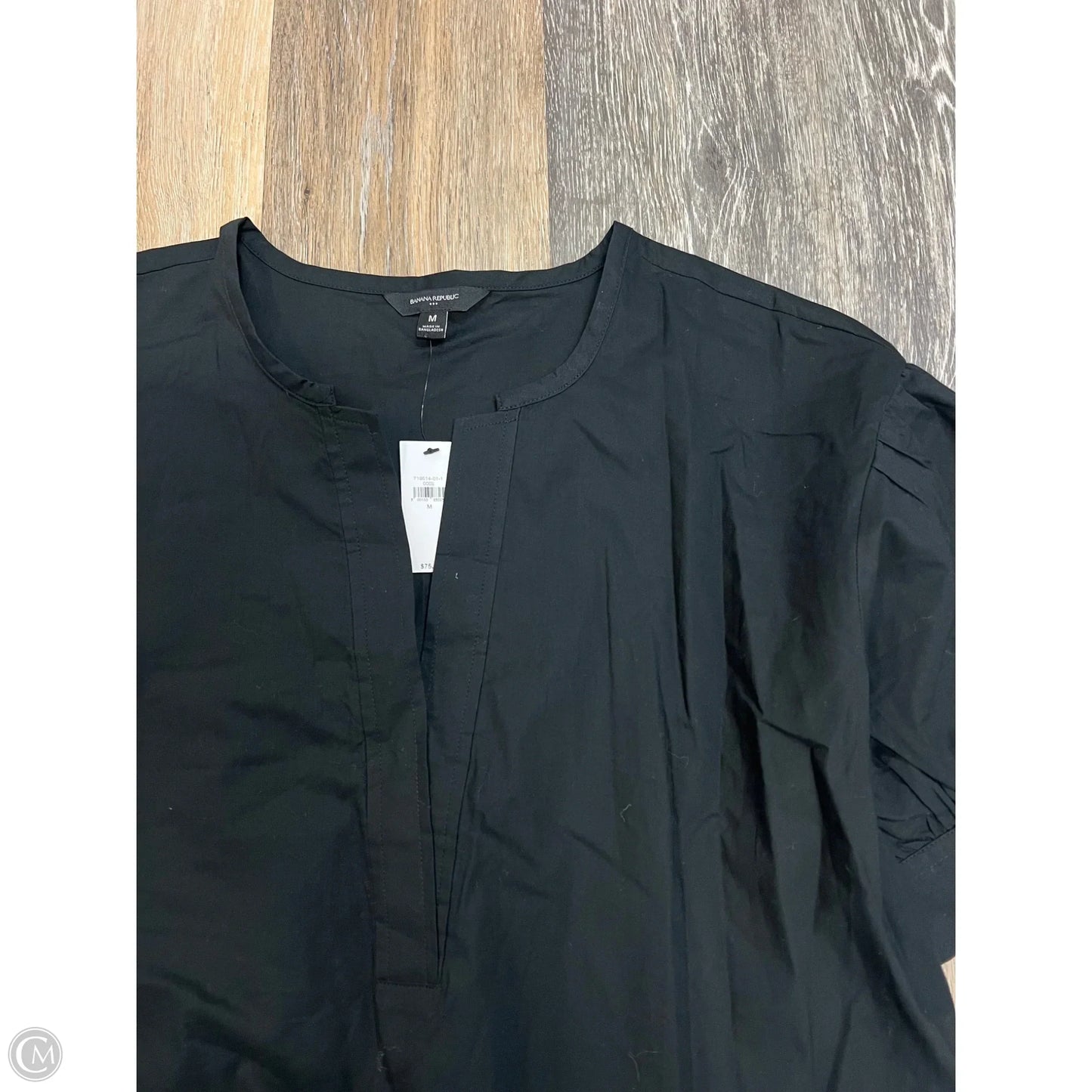 Blouse Short Sleeve By Banana Republic In Black, Size: M