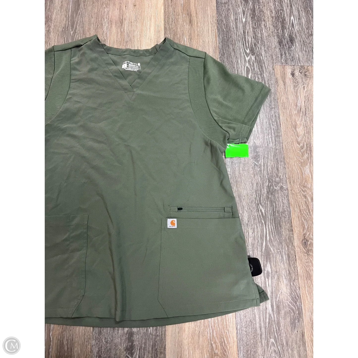 Scrub Top Short Sleeve By Carhartt In Green, Size: L